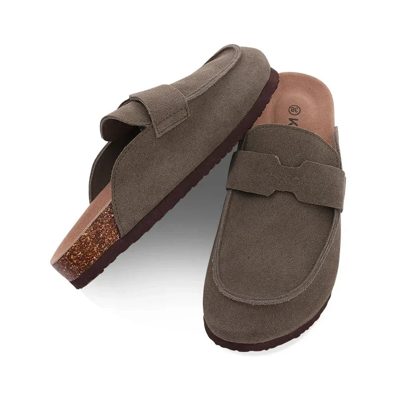 Smile PoP Cork Suede Clogs Slippers For Women Men Clogs Shoes Classic Cork Antislip Outdoor Slippers With Arch Support Mules