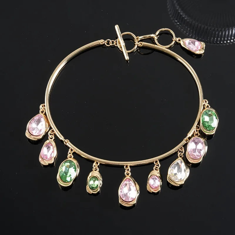 Women’s Boho Water Drop Wood & Rhinestone Necklace