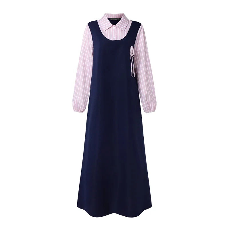 Elegant Striped Ramadan Maxi Dress