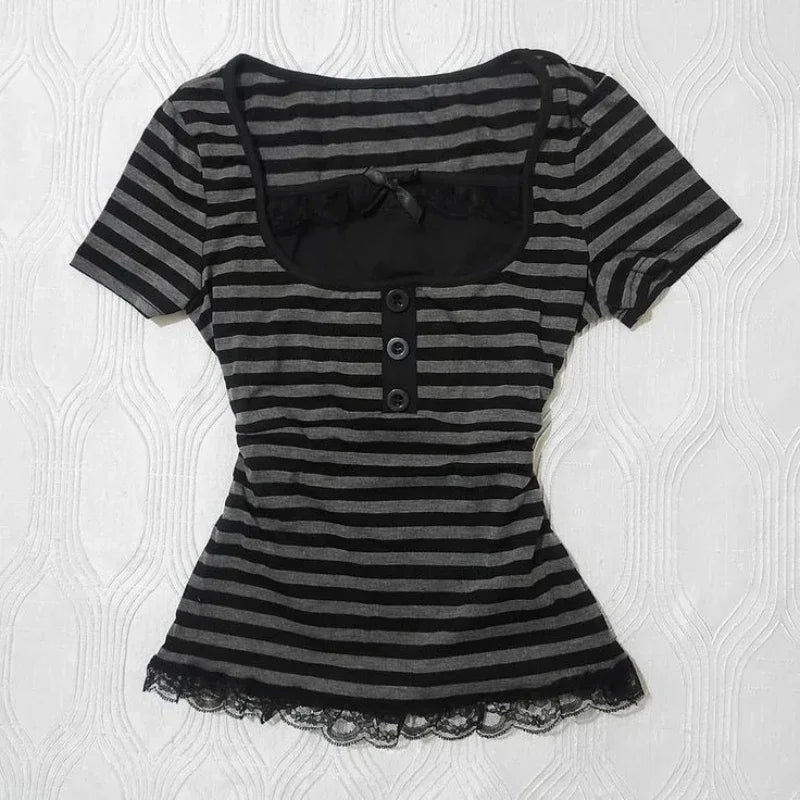 Women’s Y2K Striped Square Neck Top
