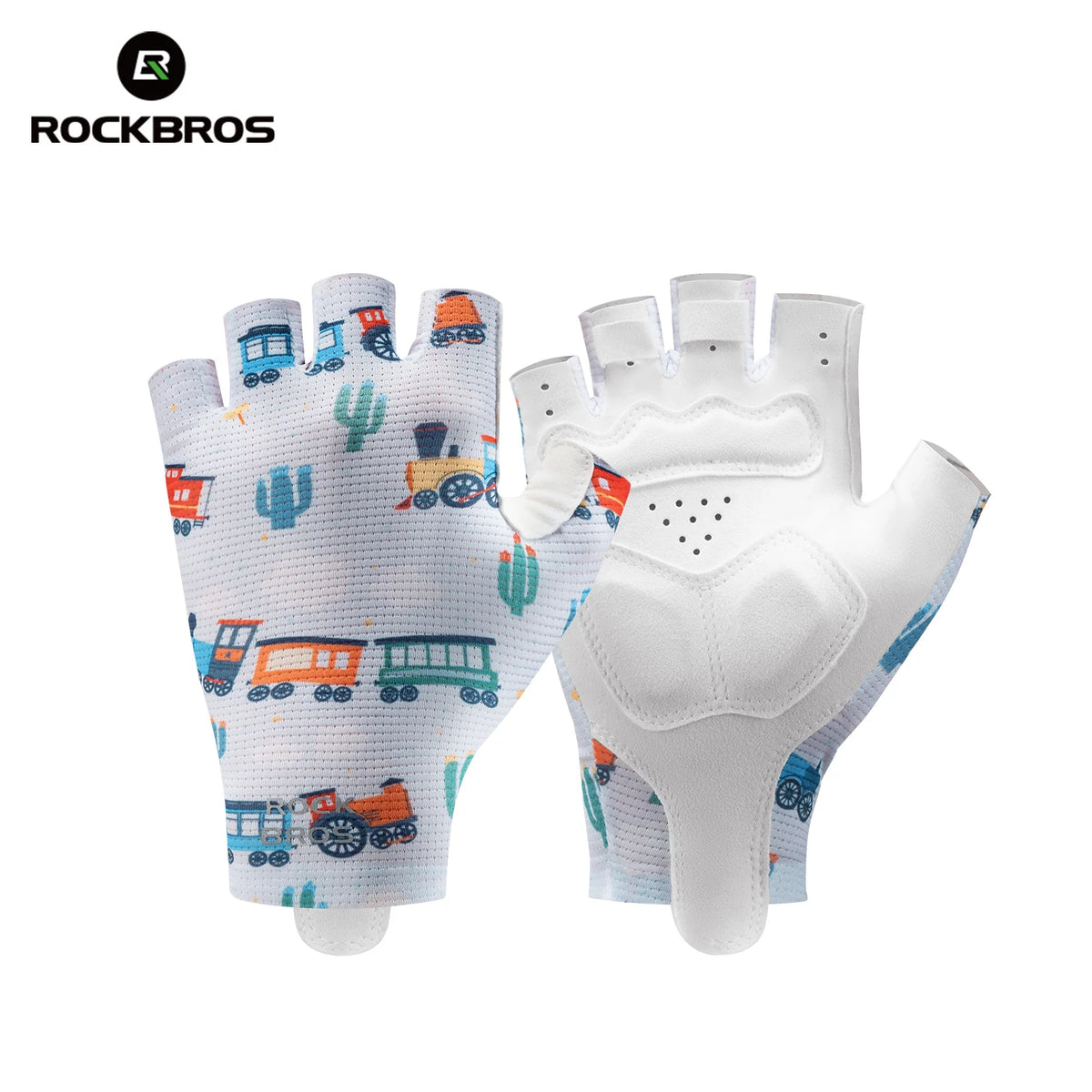 ROCKBROS Children Sports Gloves Non-Slip Wear-Resistant with SBR Palm Pads Cycling Gloves Childlike Graffiti Bike Riding Gloves