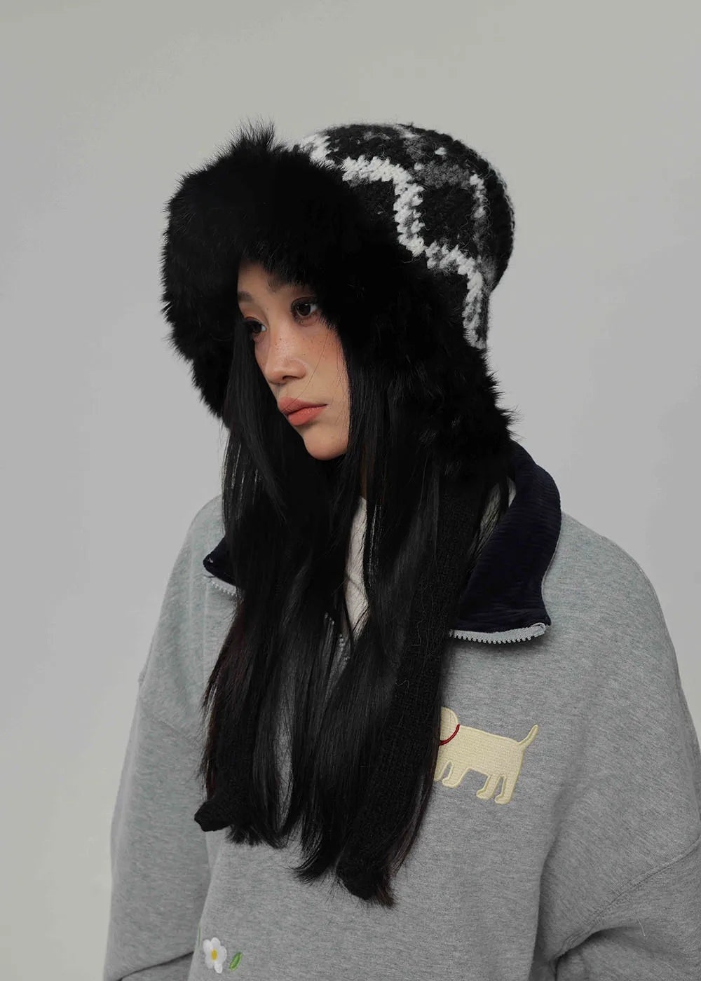 2024 rabbit fur Winter Balaclava Hats For Men&Women Unisex Knitted Hooded Caps Outdoor Warmer Drawstring Hats Beanies Cap