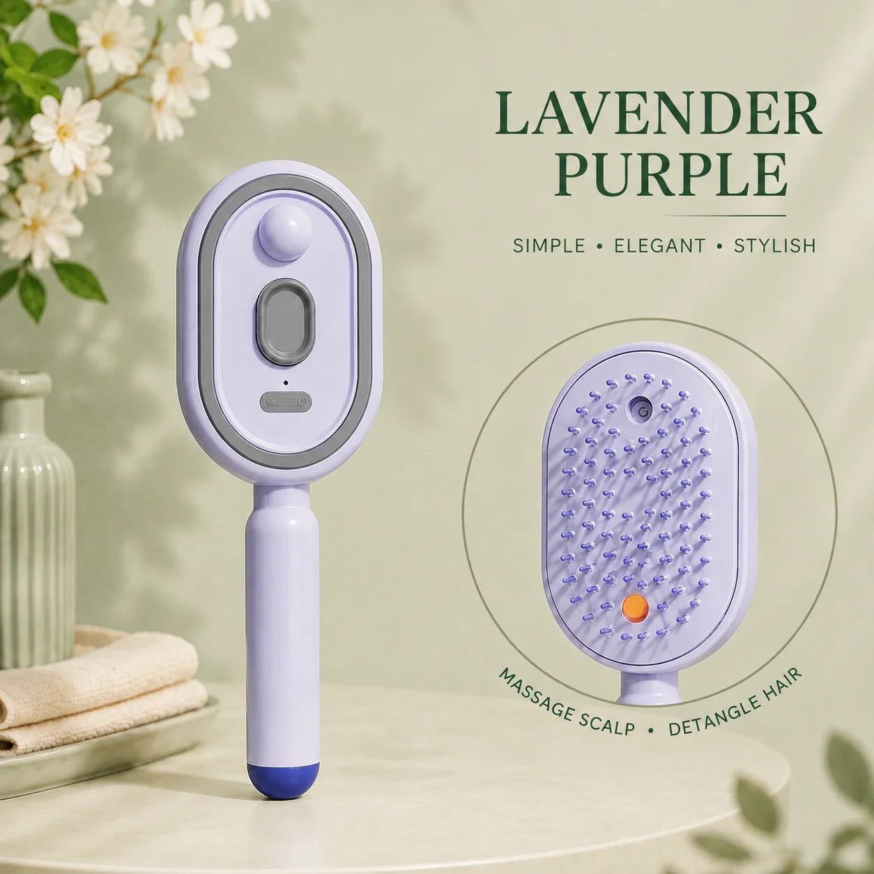 Magic Detangling Hair Brush for Women β Anti-Frizz Electric Spray Air Cushion Brush, Self-Cleaning Rechargeable Hair Detangler with Red Light