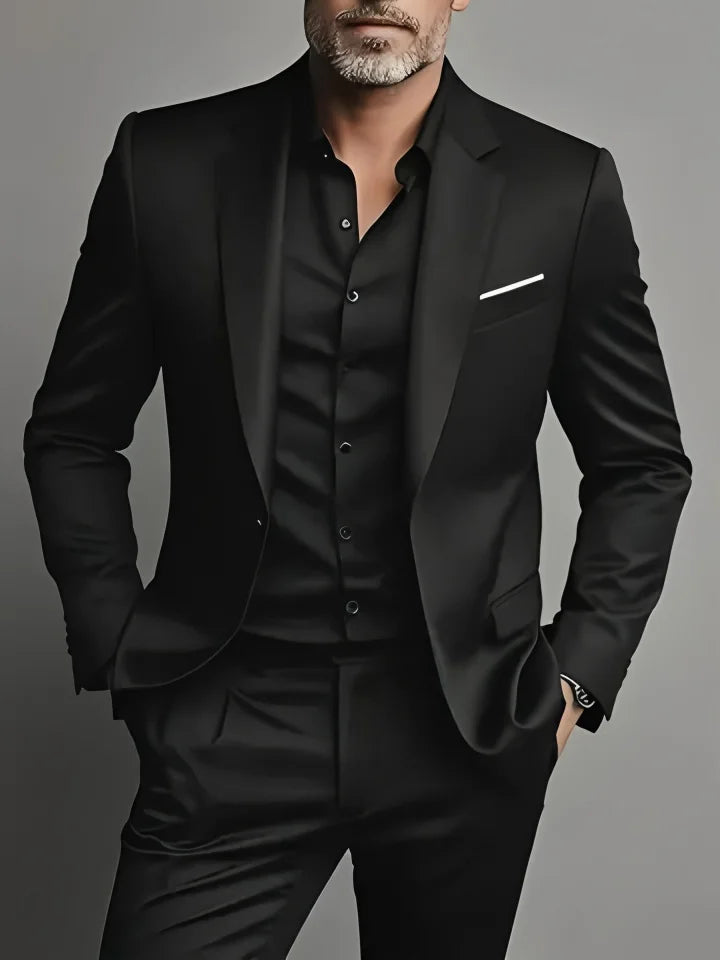 Men’s Elegant Slim Fit Tuxedo Suit Set – Classic Black Formal Suit for Weddings, Business, Parties & Special Occasions