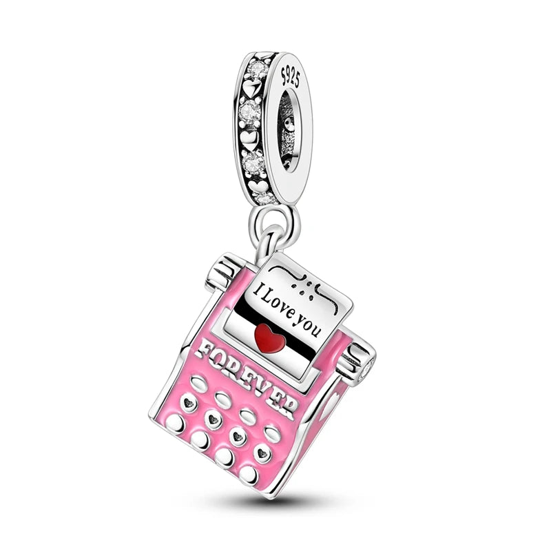 925 Sterling Silver Pink Ballet Girl Bow Pendant Charm Bead for Women β Elegant DIY Jewelry Making Charm for Bracelets & Necklaces