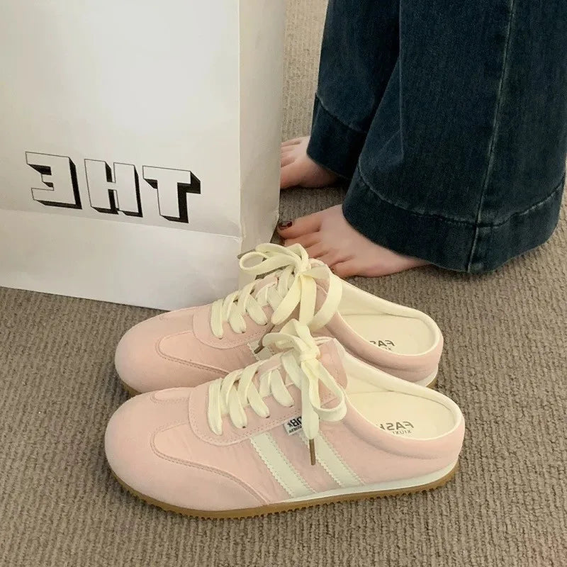 Women Fashion Slippers 2026 Summer Trend Casual Comfort Platform Flats Mules Slippers Lace-Up Non Slip Outdoor Female Slippers