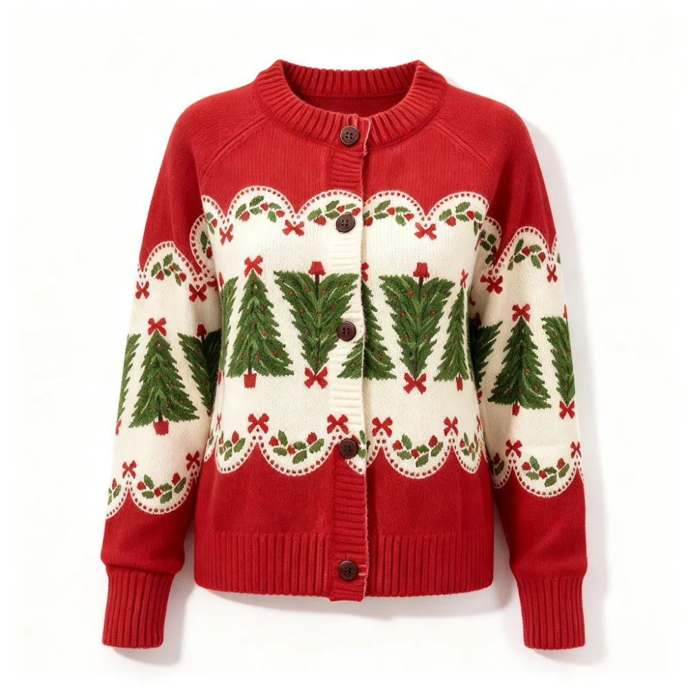 Women's Vintage Christmas Tree Cardigan