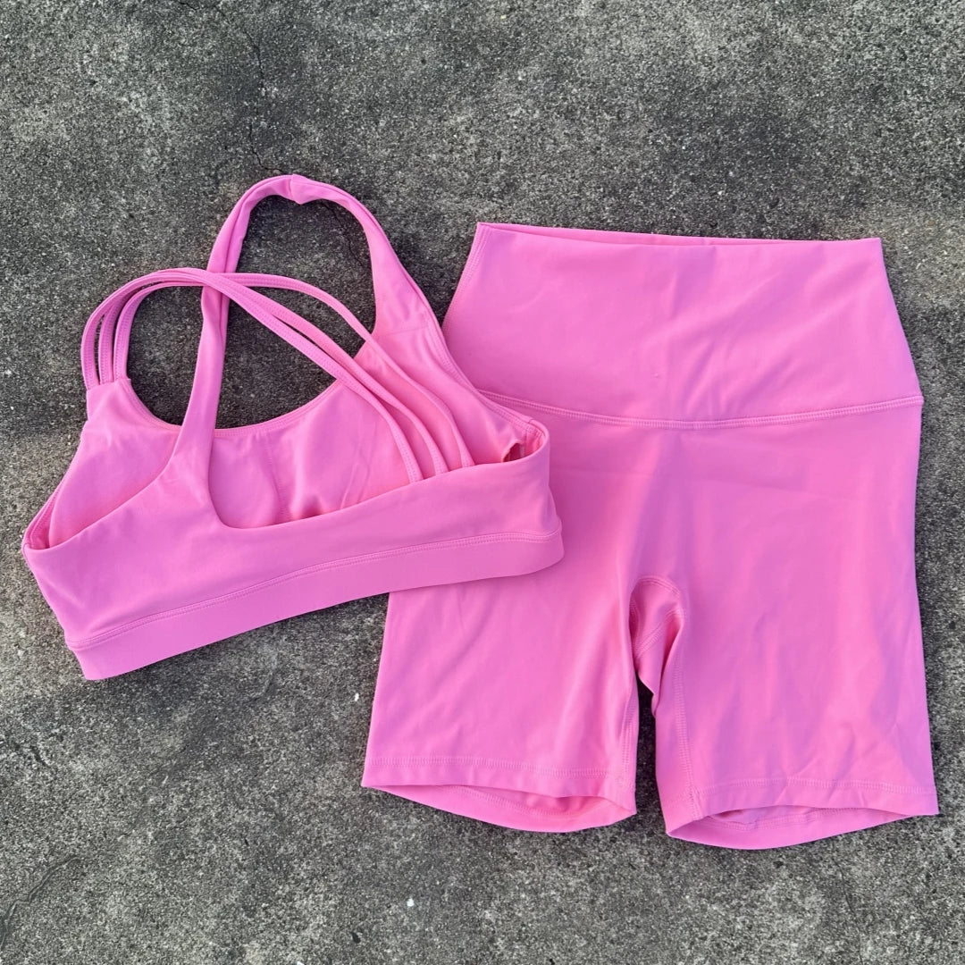 Women’s High-Waisted Yoga Shorts & Sports Bra Set