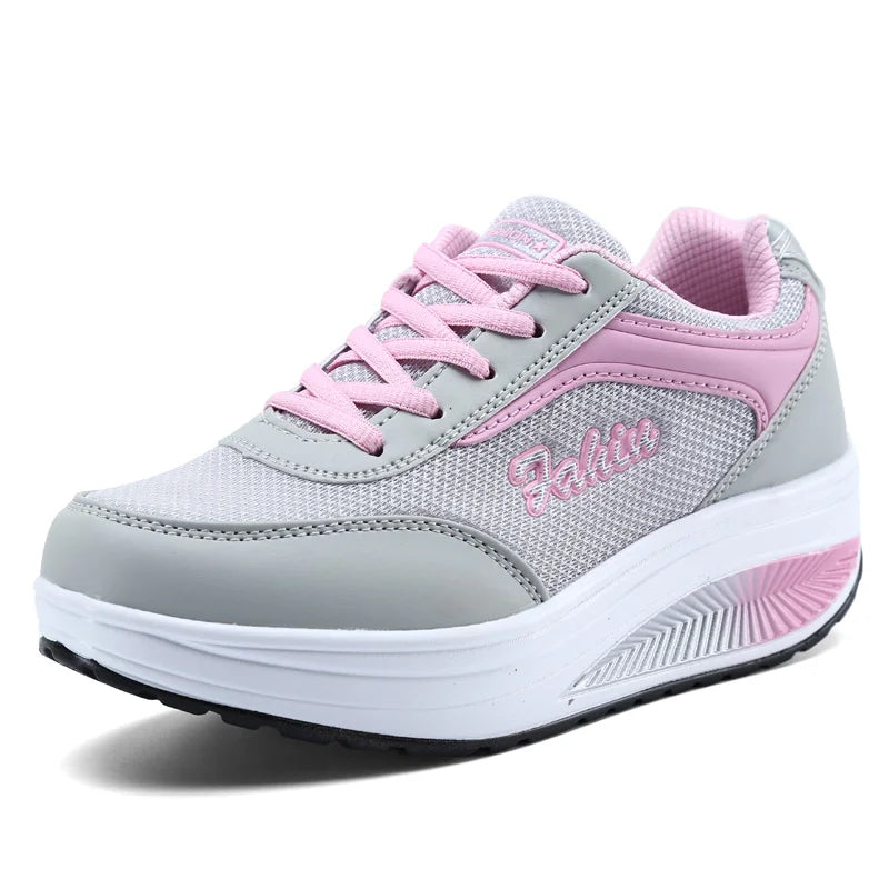 Women’s Fashion Platform Sneakers – Comfortable Casual Walking Shoes with Lightweight Flat Sole & Plus Size Fit