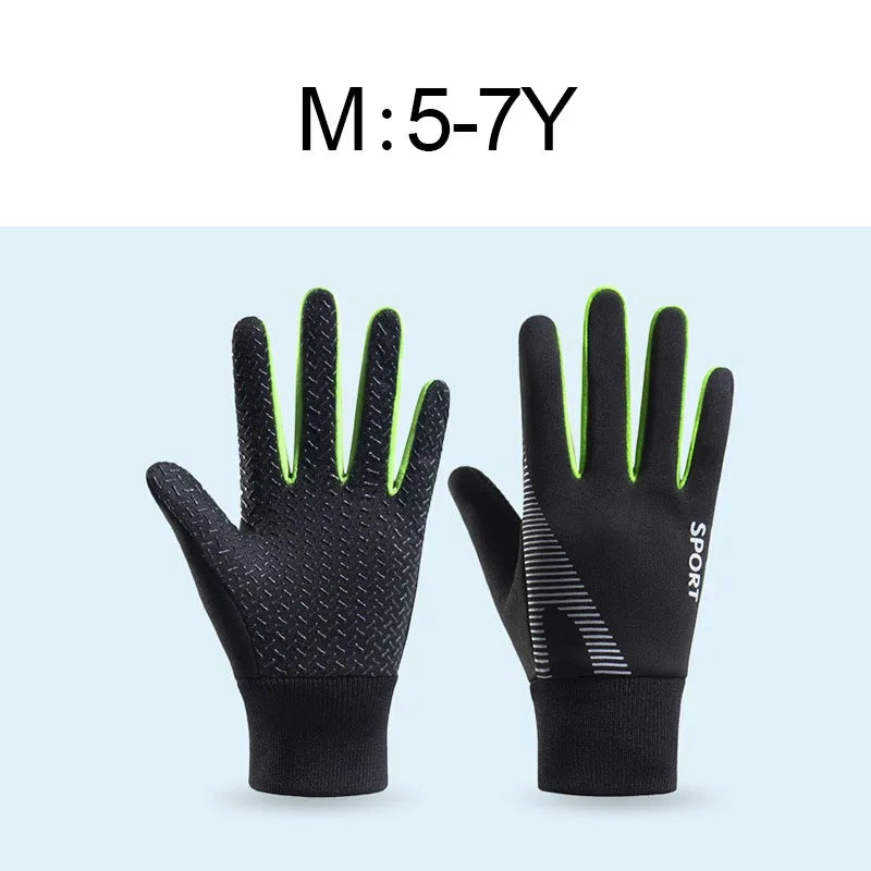 1 Pair Kids Winter Warm Sports Thermal Gloves Cold Weather Water-Resistant Anti-slip Children Mittens 5-13 Years Boys Girls