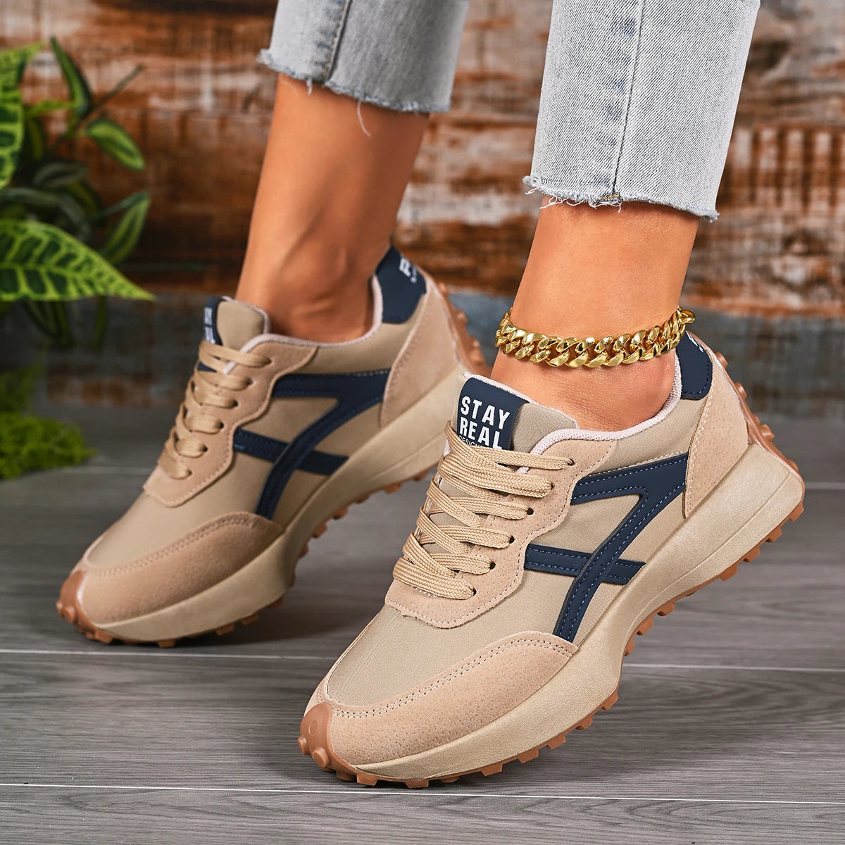 2026 New Women Sneakers Spring Casual Lace Up Sport Sneakers Luxury Platform Anti-slip Running Shoes Women Zapatos De Mujer