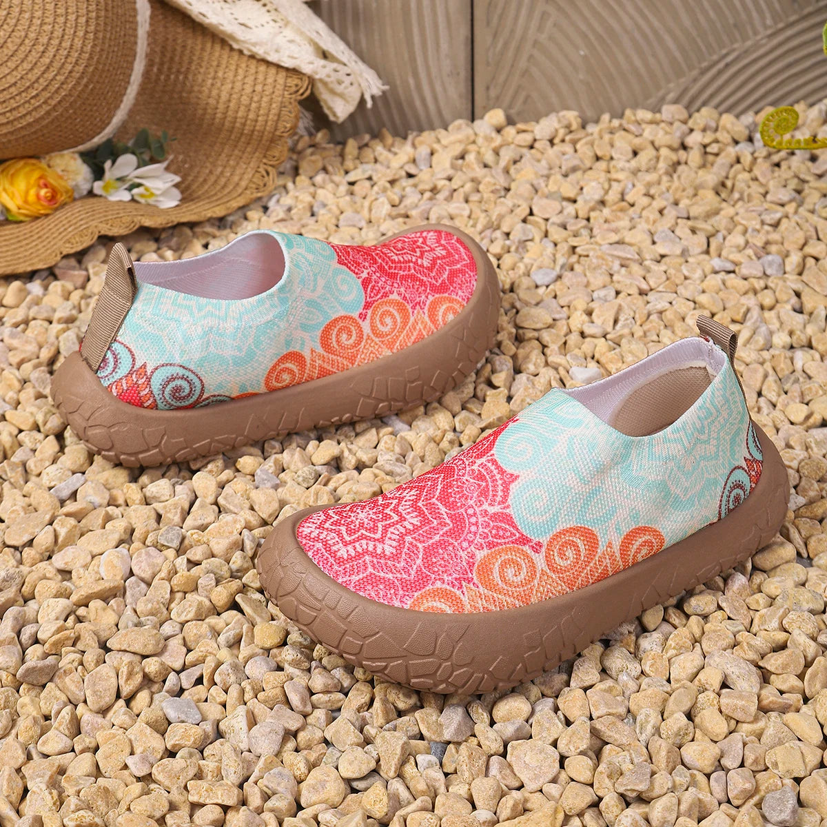 2026 Spring Autumn Women Tropical Print Slip On Sneakers Light Breathable Nonslip Mesh Casual Walking Shoes Daily Outdoor Commut