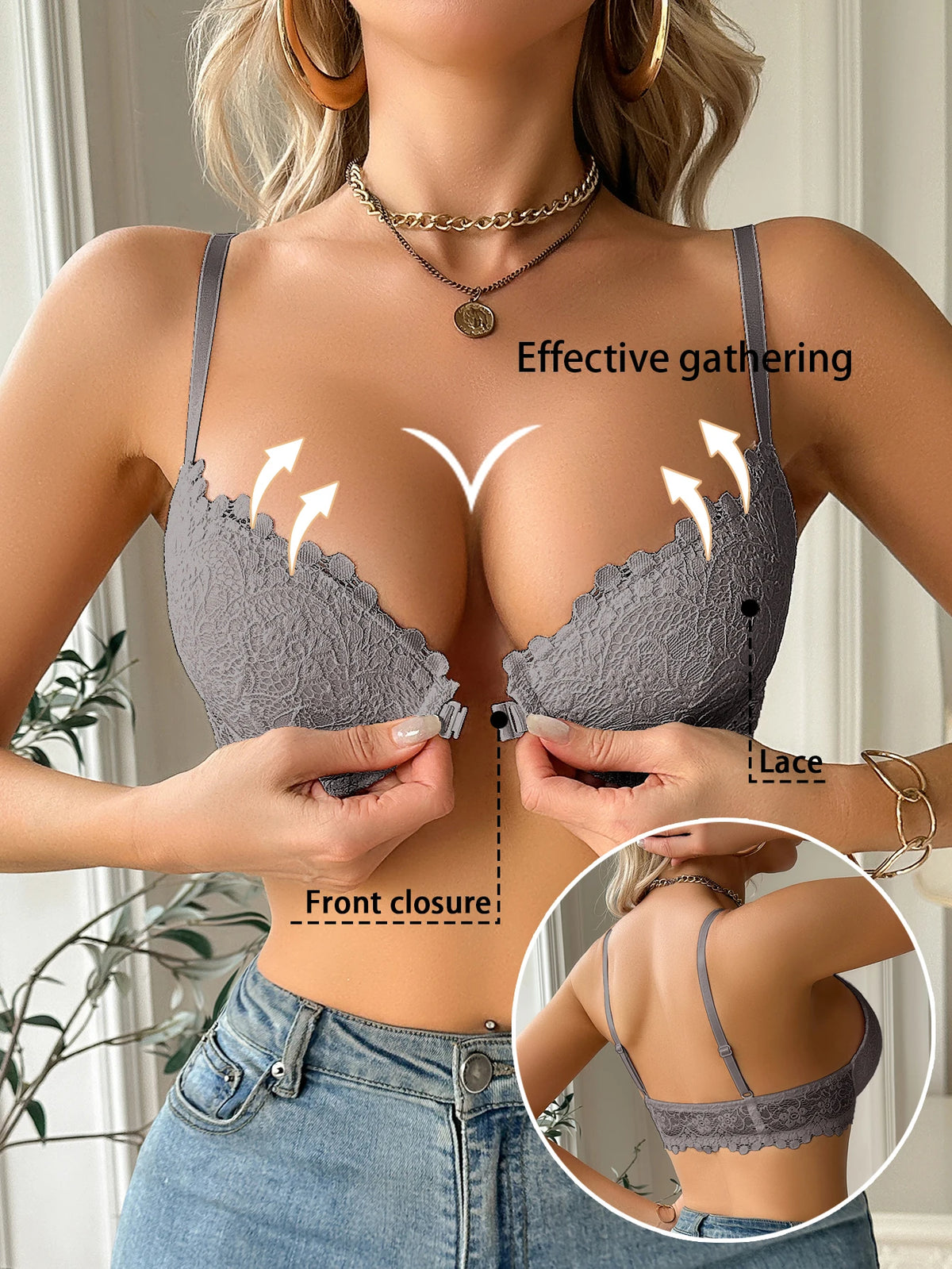Bella Lace Front-Clasp Bra