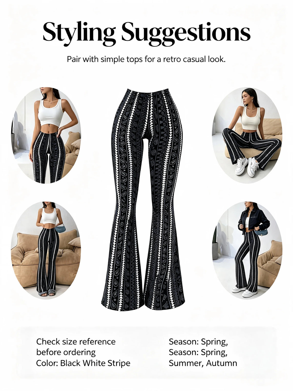Women’s Striped Slim Flare Office Pants