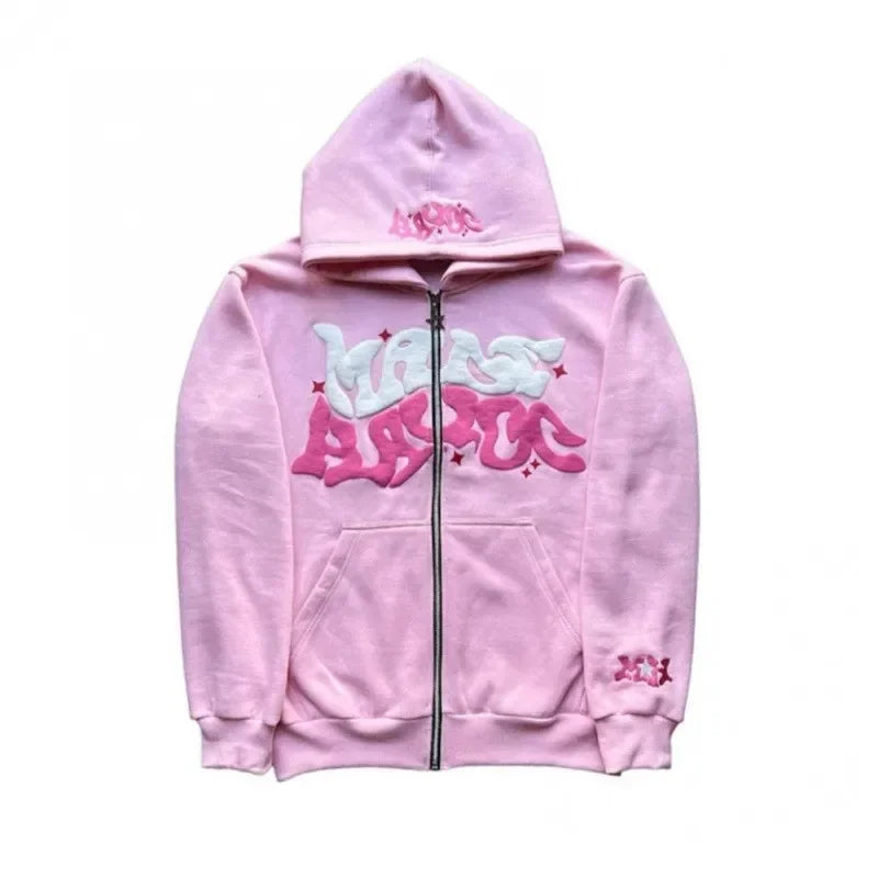 Unisex Printed Fleece Zip Hoodie