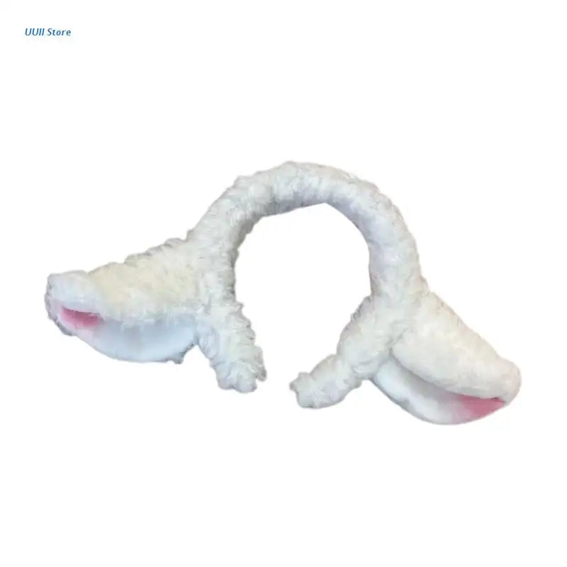 Soft Lamb Headband Animal Shape Plush Ears Hair Hoop for Washing Face Fluffy Animal Hairbands Cartoon Costume T8NB