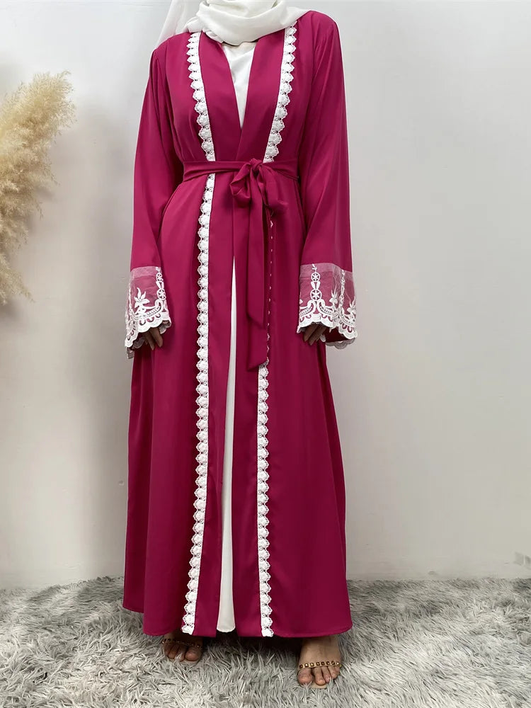 Women’s Lace Trim Nida Abaya with Pockets
