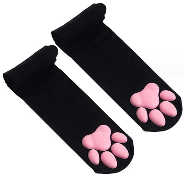 Cute 3D Cat Paw Thigh-High Socks