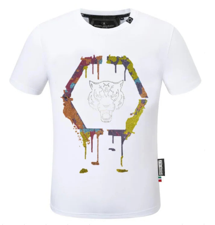 Designer Luxury Rhinestone T-Shirts for Men - Summer Brand Tees Stylish & Trendy Top Tees