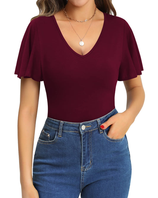 Deep V Ruffle Bodysuit