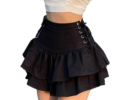 Gothic Ruffle Lace-Up Skirt 🖤