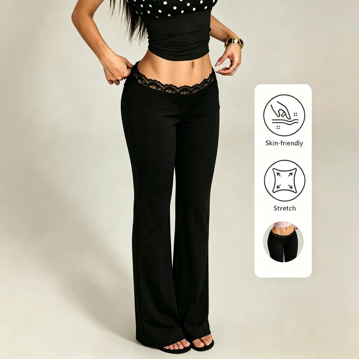 Women’s High-Waist Lace Flare Leggings