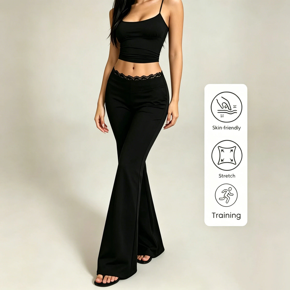Women’s High-Waist Lace Flare Leggings