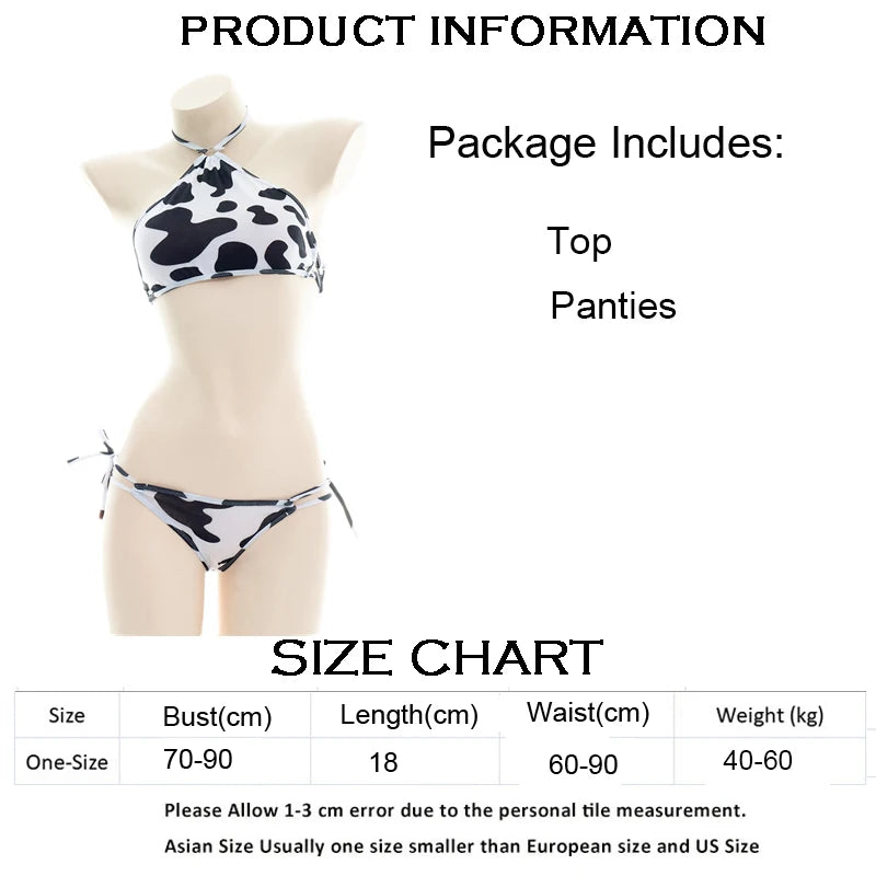 Women’s Kawaii Cow Maid Swimsuit Cosplay Set