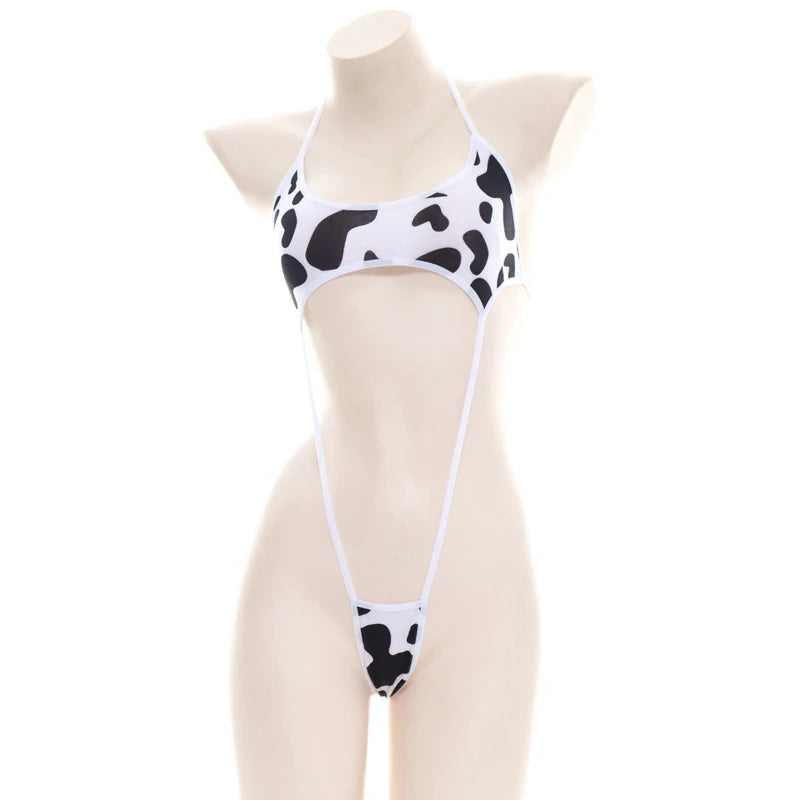 Women’s Kawaii Cow Maid Swimsuit Cosplay Set