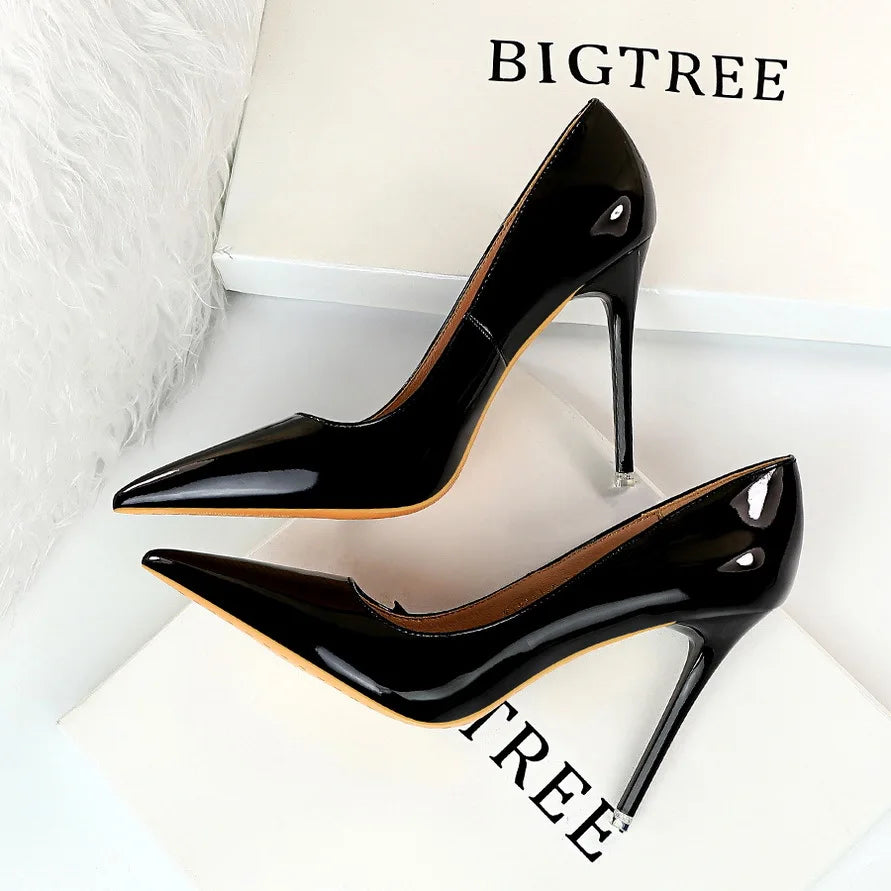 Patent Leather Pointed Toe High Heel Pumps