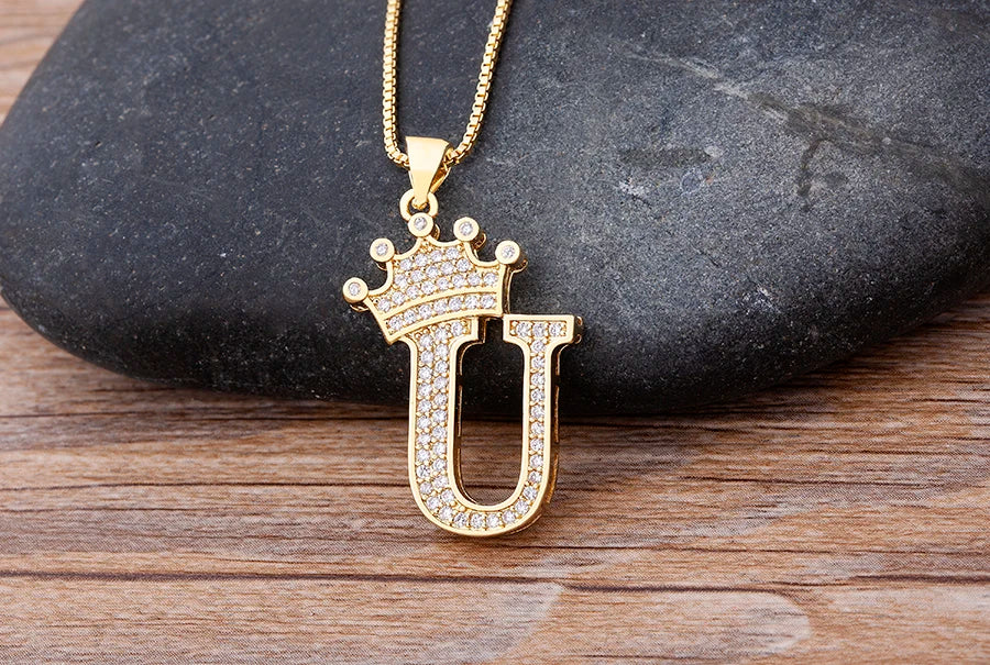 Women’s AAA Cubic Zirconia Letter Pendant Necklace