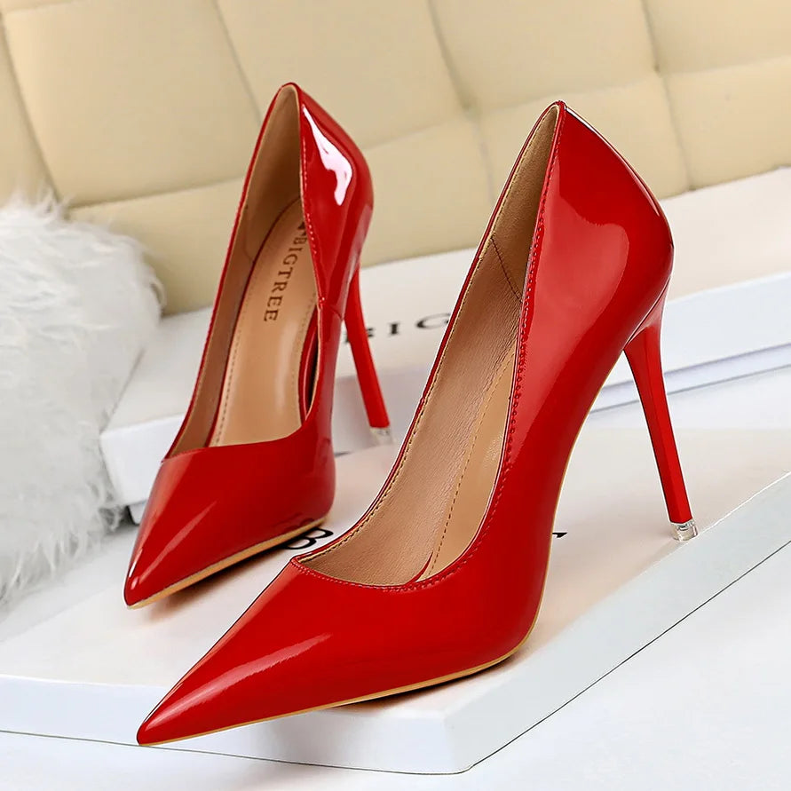 Patent Leather Pointed Toe High Heel Pumps