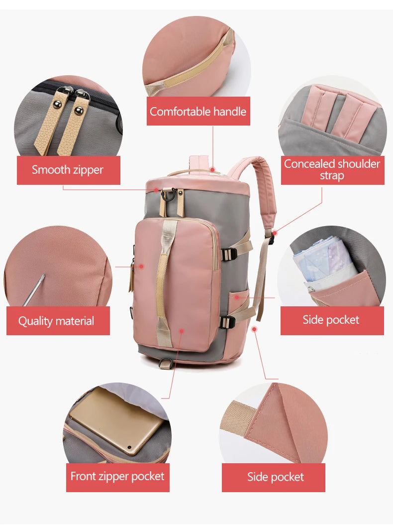 Women’s Gym Backpack & Travel Sports Bag with Shoe Storage – Multi-Use Fitness Shoulder Bag for Workouts, School & Daily Travel