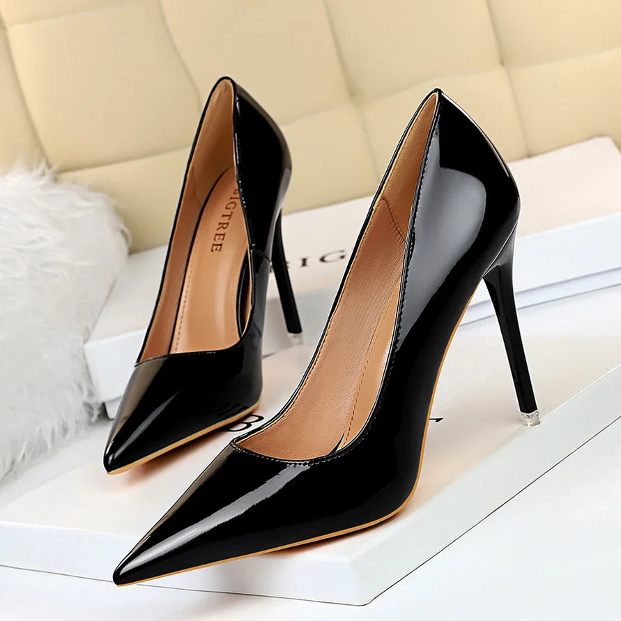 Patent Leather Pointed Toe High Heel Pumps