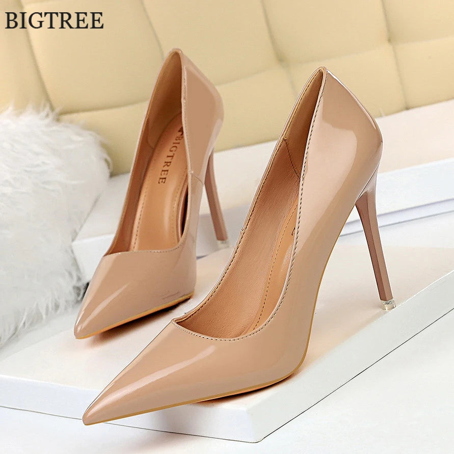 Patent Leather Pointed Toe High Heel Pumps