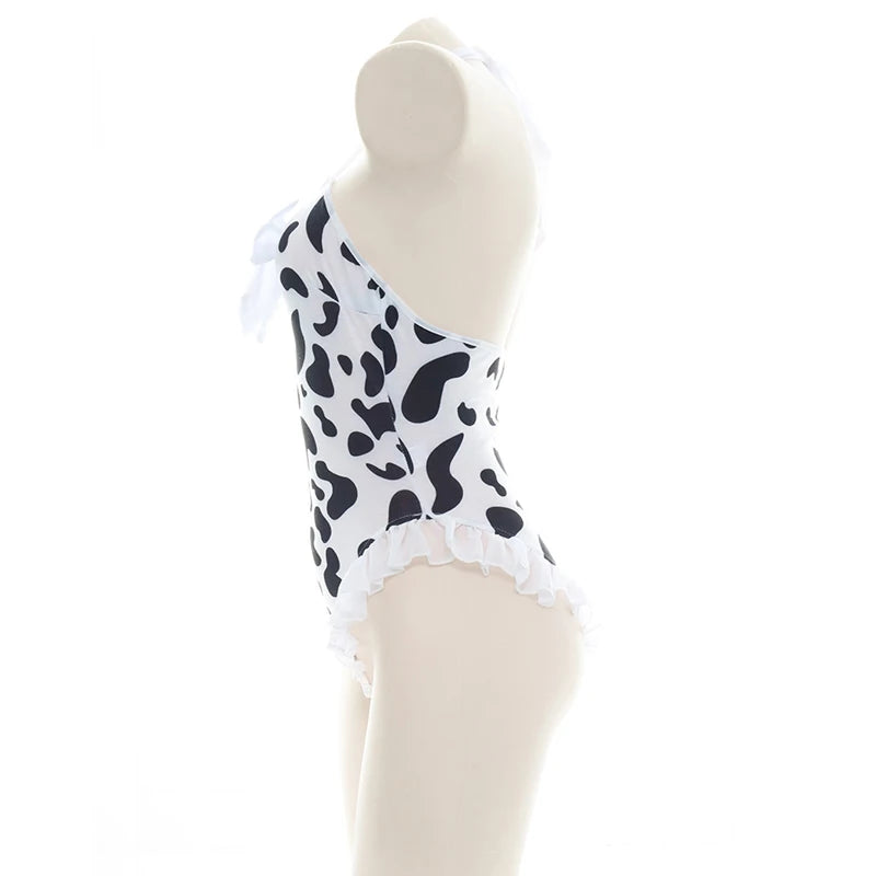 Women’s Kawaii Cow Maid Swimsuit Cosplay Set