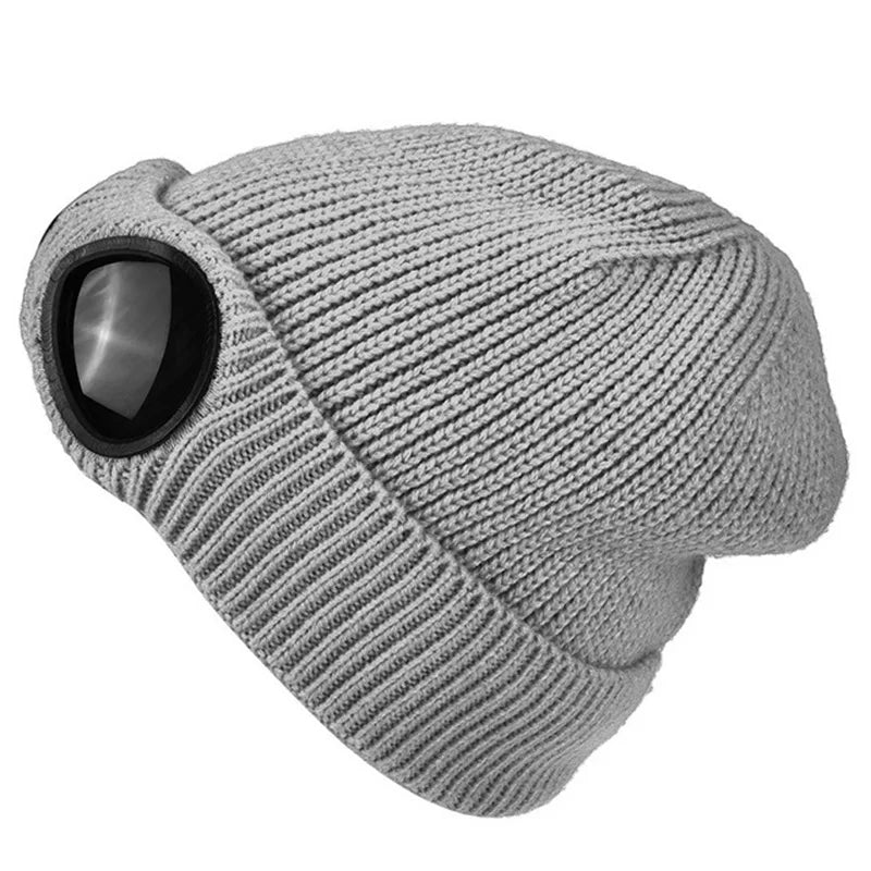 Men Women Winter Plus Plush Thicker Warmer Bonnet Ladies Casual Cap Acrylic Knitted Warm Goggles Hats Skullies Beanies R82