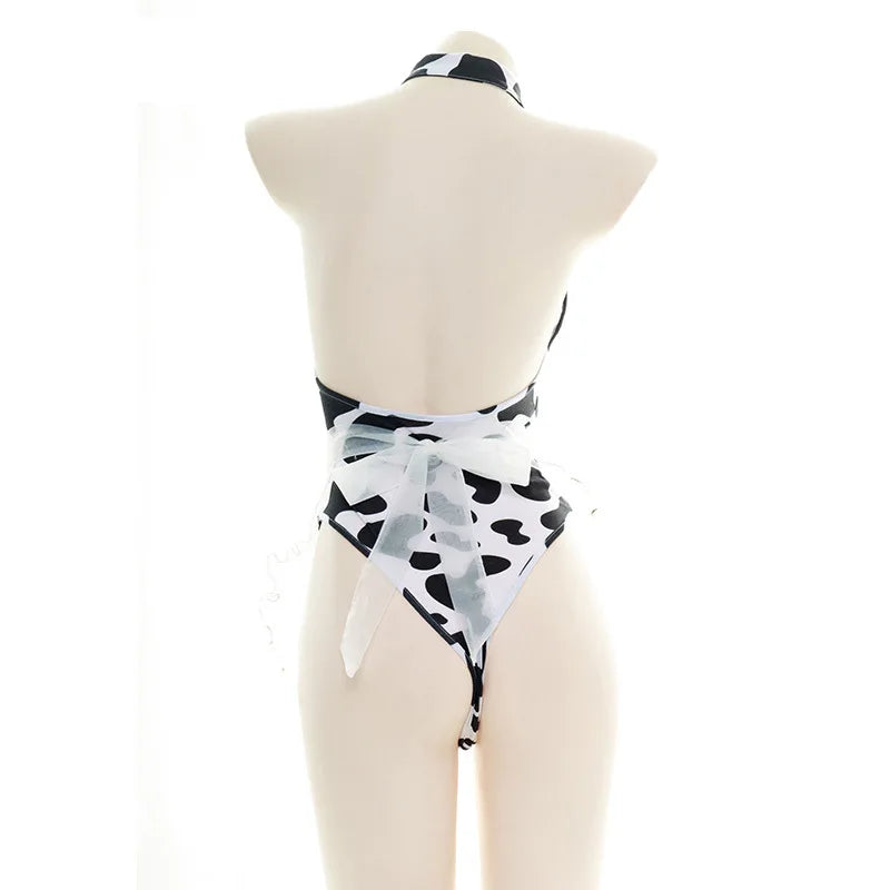 Women’s Kawaii Cow Maid Swimsuit Cosplay Set