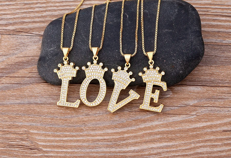 Women’s AAA Cubic Zirconia Letter Pendant Necklace