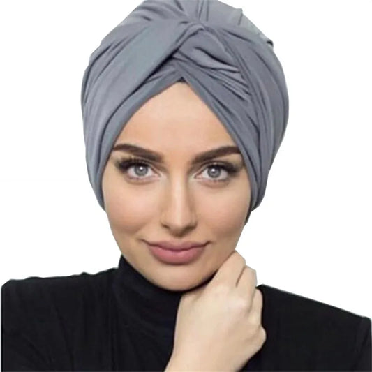 Women’s Cross-Twist Suede Turban Hijab Cap