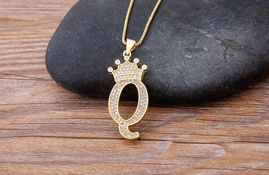 Women’s AAA Cubic Zirconia Letter Pendant Necklace