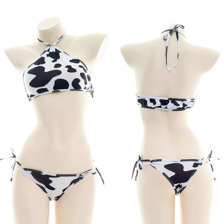 Women’s Kawaii Cow Maid Swimsuit Cosplay Set