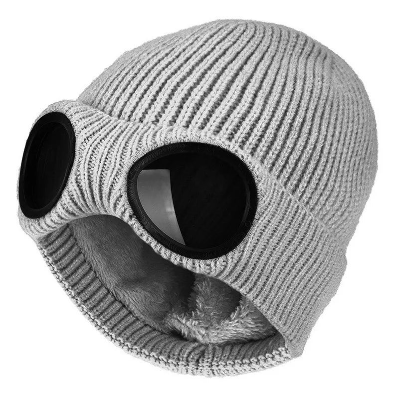 Men Women Winter Plus Plush Thicker Warmer Bonnet Ladies Casual Cap Acrylic Knitted Warm Goggles Hats Skullies Beanies R82