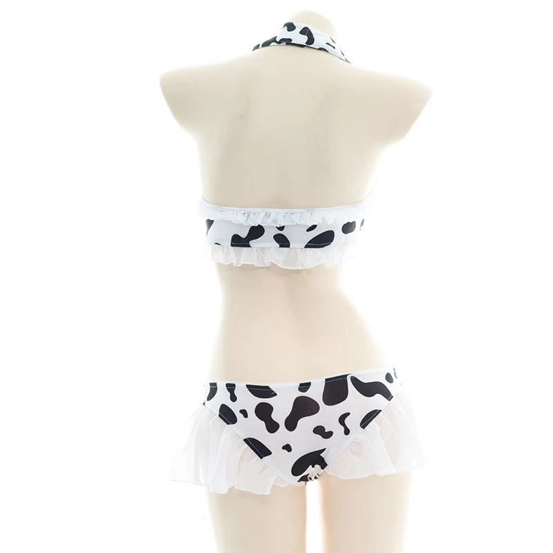 Women’s Kawaii Cow Maid Swimsuit Cosplay Set