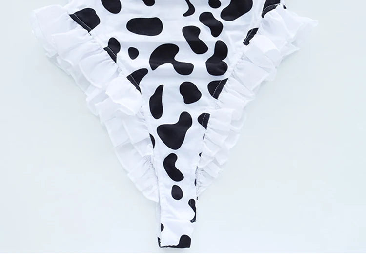Women’s Kawaii Cow Maid Swimsuit Cosplay Set