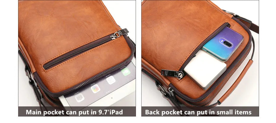 JEEP BULUO Multi-Function Business Handbag for Men – Large Capacity Leather Messenger Shoulder & Crossbody Bag