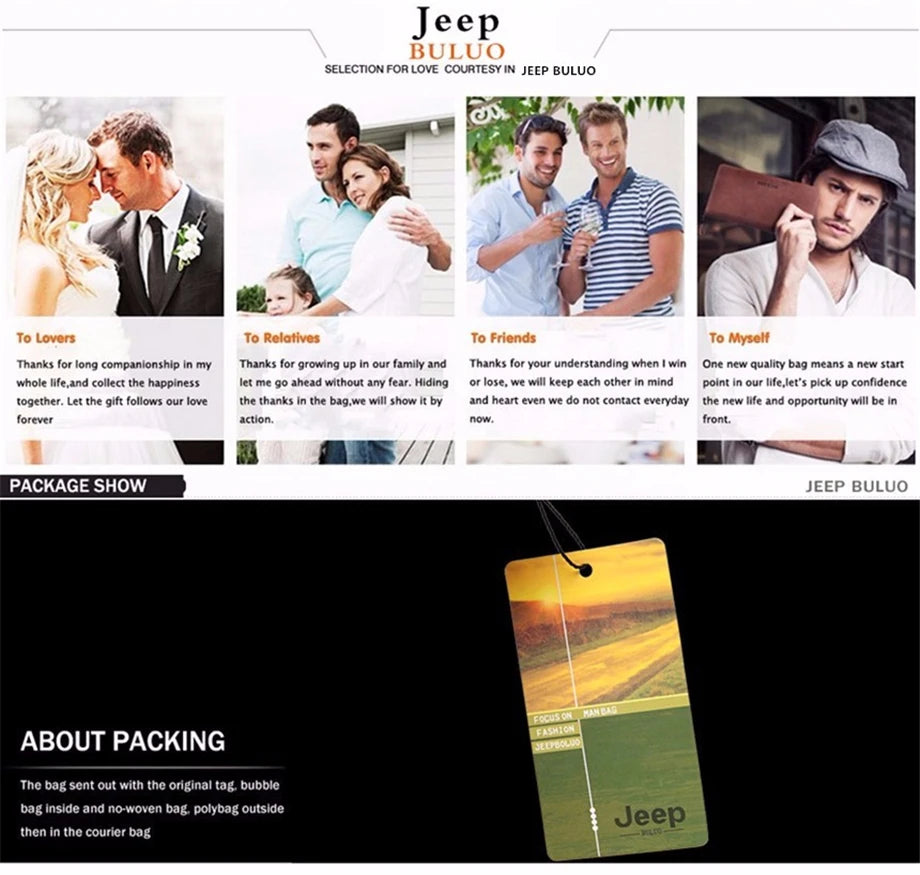 JEEP BULUO Multi-Function Business Handbag for Men – Large Capacity Leather Messenger Shoulder & Crossbody Bag