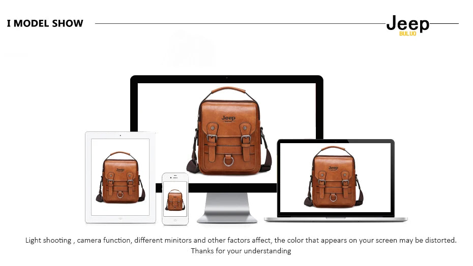 JEEP BULUO Multi-Function Business Handbag for Men – Large Capacity Leather Messenger Shoulder & Crossbody Bag