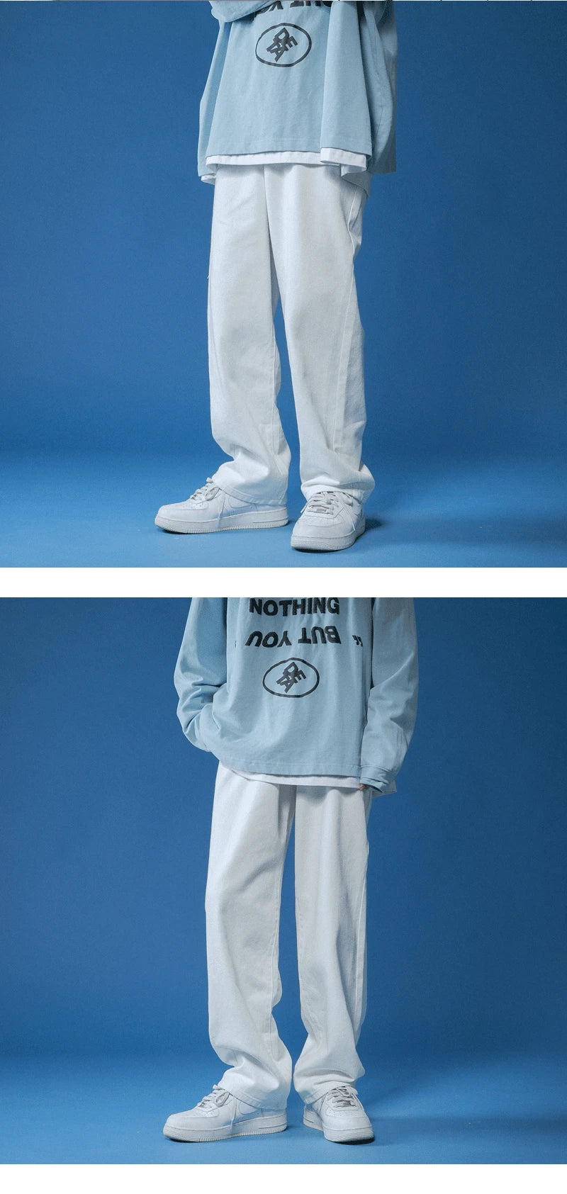 Straight Jeans men white Loose unisex Denim Trousers Trend Neutral Jeans Men baggy Casual Solid  Man Women Pants Hip Hop jeans