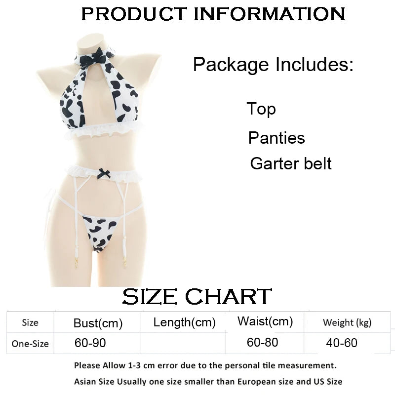 Women’s Kawaii Cow Maid Swimsuit Cosplay Set